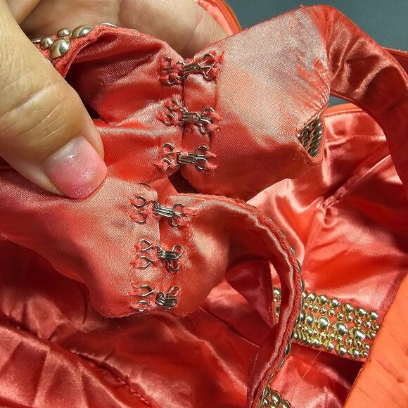 La Femme Orange Maxi Dress Formal NEW $320 Strappy Studs Sleeveless Women Size 6 - Picture 10 of 11